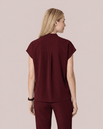 Women's Mandarin Dolman Top Burgundy - Scrubloop