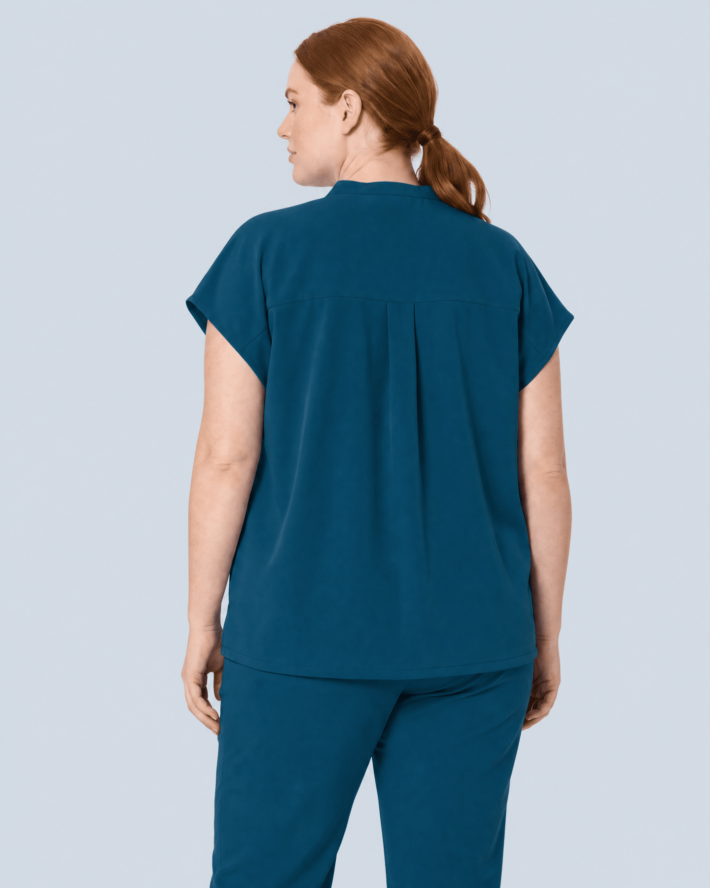 Women's Mandarin Dolman Top Caribbean Blue - Scrubloop