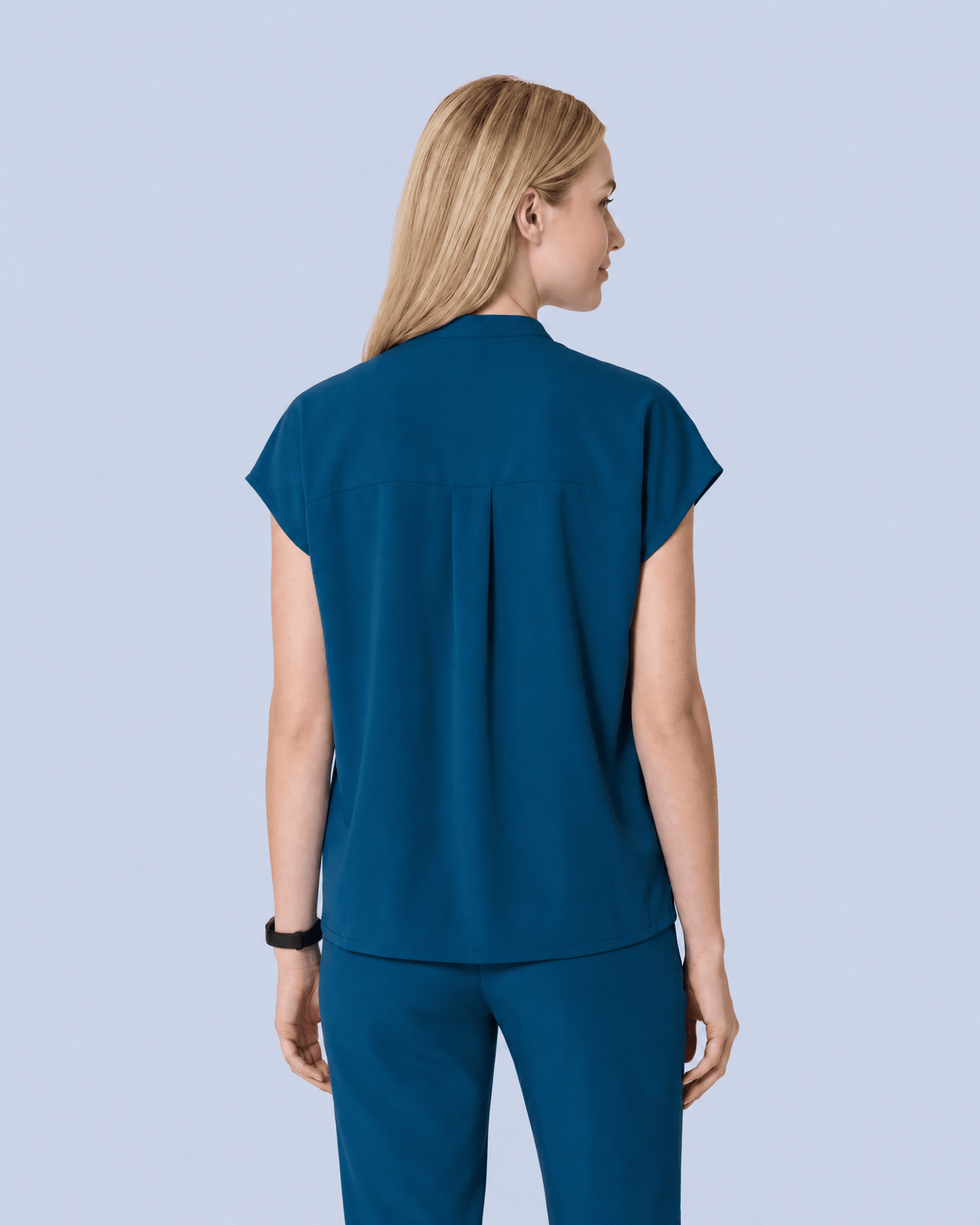 Women's Mandarin Dolman Top Caribbean Blue - Scrubloop