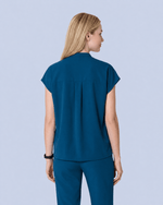 Women's Mandarin Dolman Top Caribbean Blue - Scrubloop
