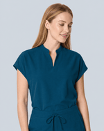 Women's Mandarin Dolman Top Caribbean Blue - Scrubloop
