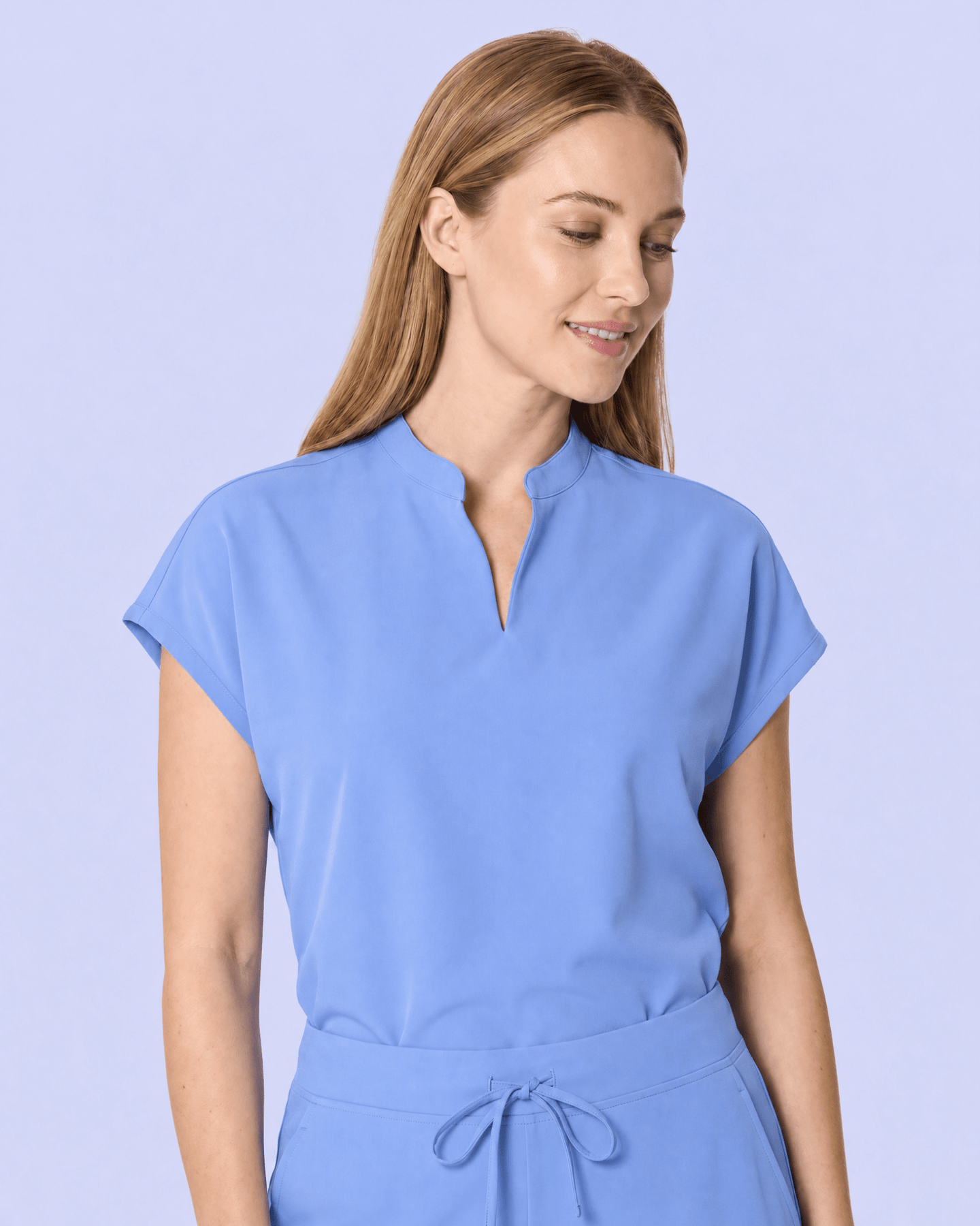 Women's Mandarin Dolman Top Ceil Blue - Scrubloop
