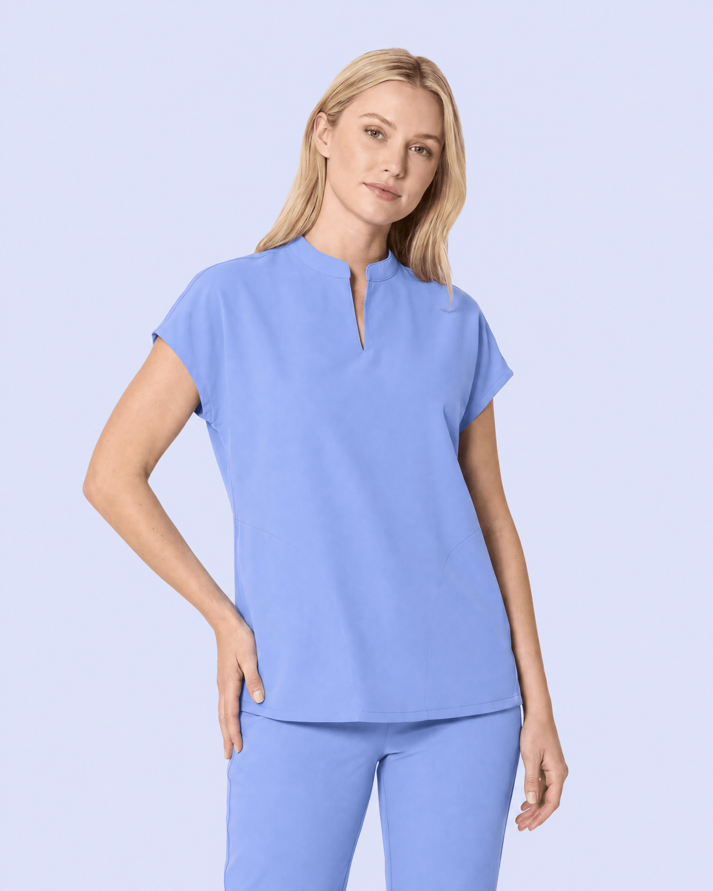 Women's Mandarin Dolman Top Ceil Blue - Scrubloop