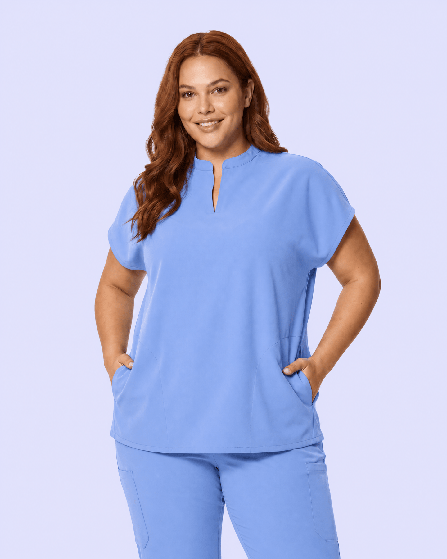 Women's Mandarin Dolman Top Ceil Blue - Scrubloop