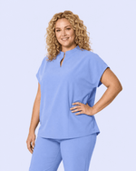 Women's Mandarin Dolman Top Ceil Blue - Scrubloop
