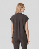 Women's Mandarin Dolman Top Charcoal - Scrubloop