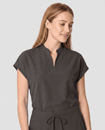 Women's Mandarin Dolman Top Charcoal - Scrubloop