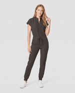 Women's Mandarin Dolman Top Charcoal - Scrubloop