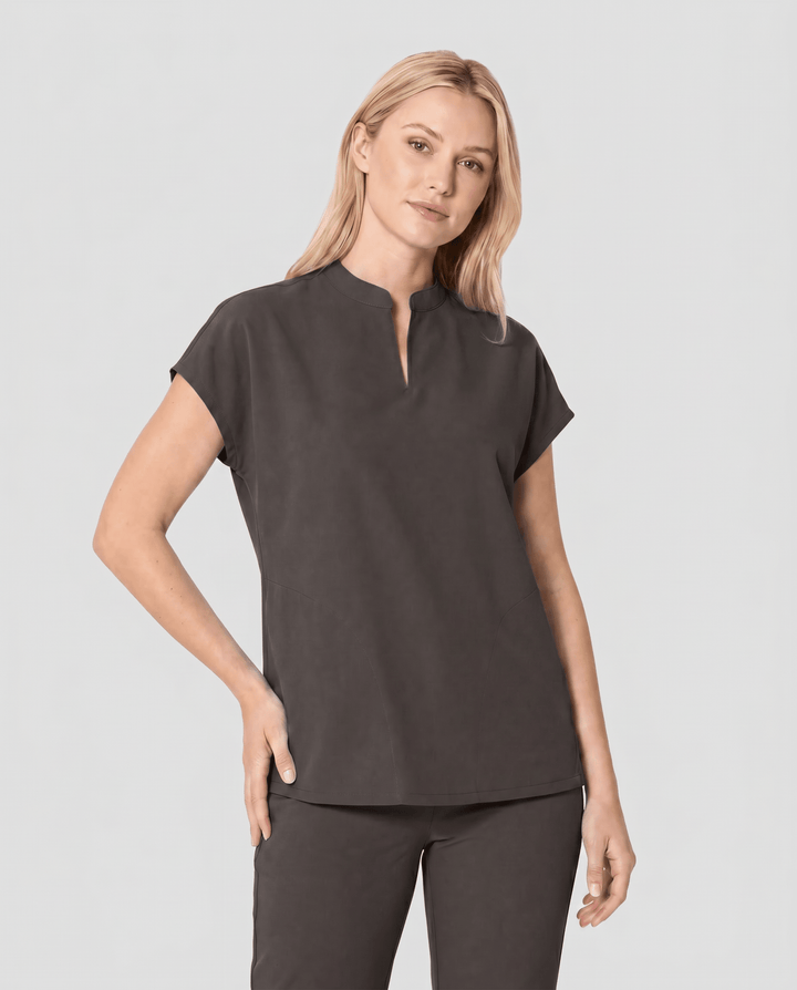 Women's Mandarin Dolman Top Charcoal