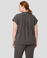 Women's Mandarin Dolman Top Charcoal - Scrubloop