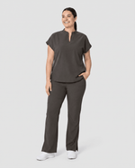 Women's Mandarin Dolman Top Charcoal - Scrubloop