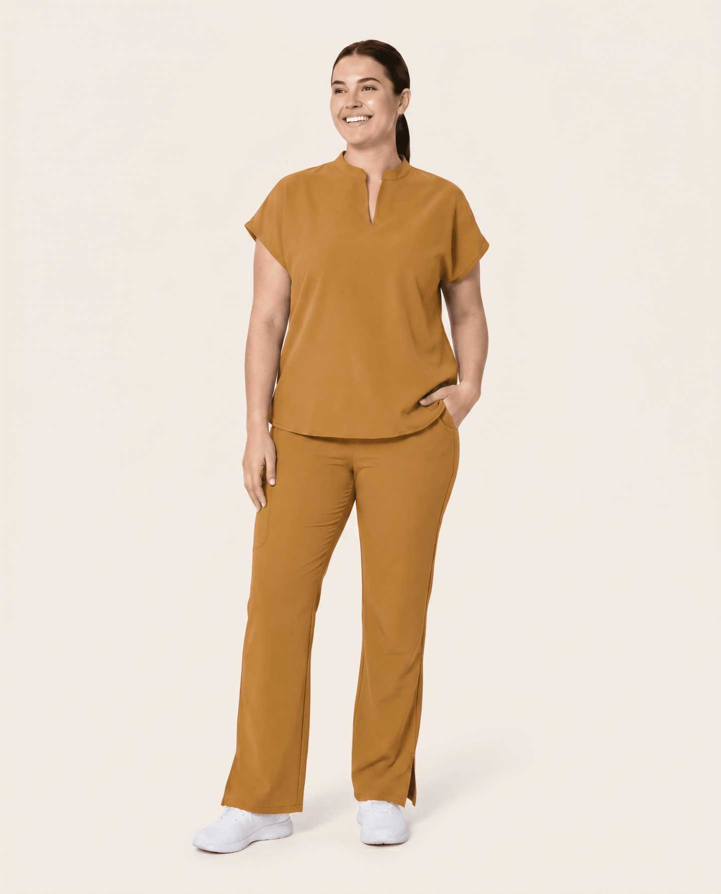 Women's Mandarin Dolman Top Cider - Scrubloop