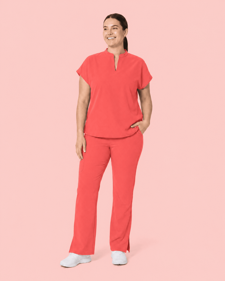 Women's Mandarin Dolman Top Coral