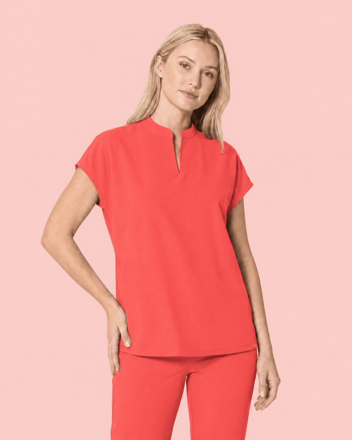 Women's Mandarin Dolman Top Coral