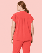 Women's Mandarin Dolman Top Coral - Scrubloop
