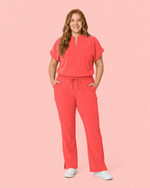 Women's Mandarin Dolman Top Coral - Scrubloop