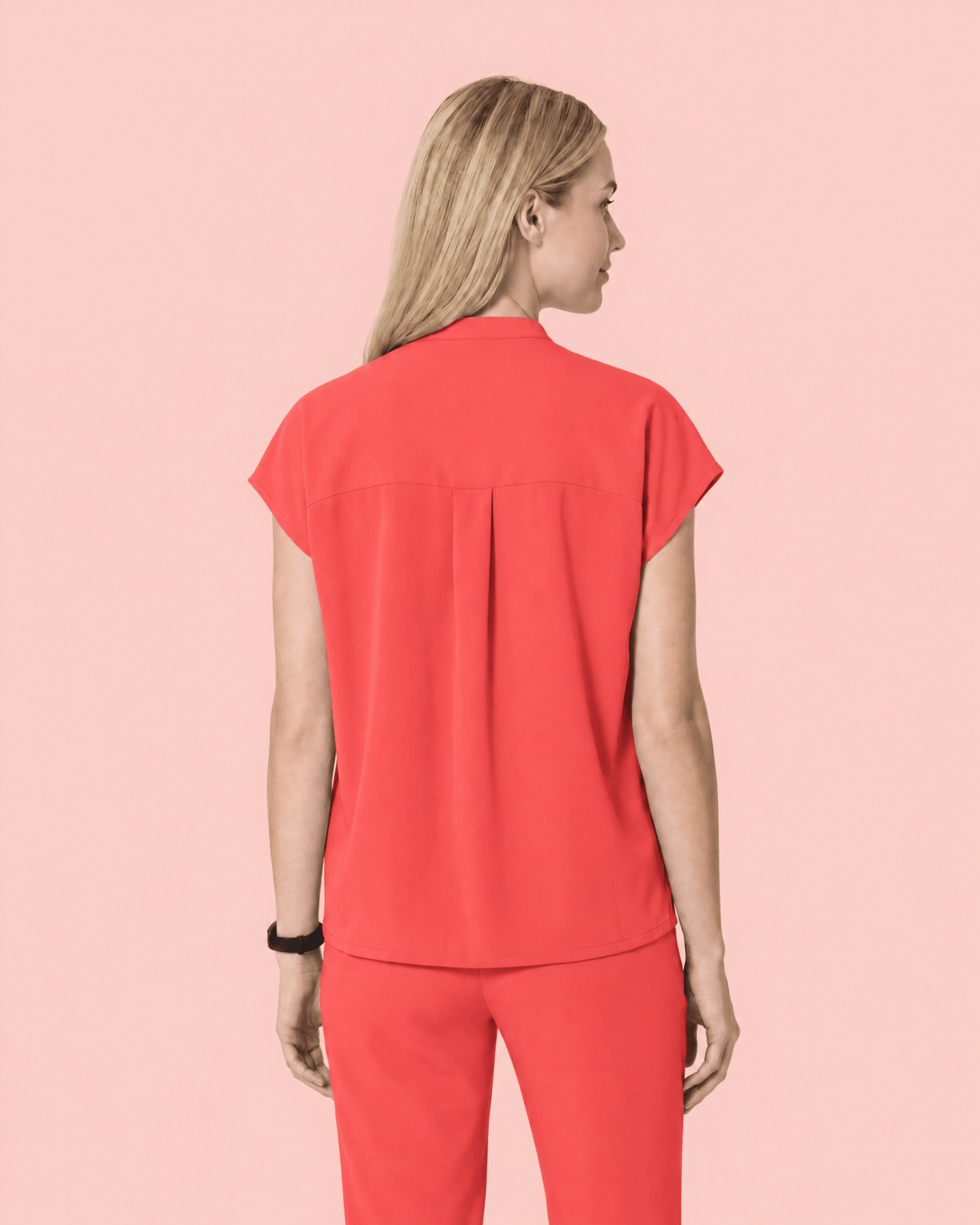 Women's Mandarin Dolman Top Coral - Scrubloop
