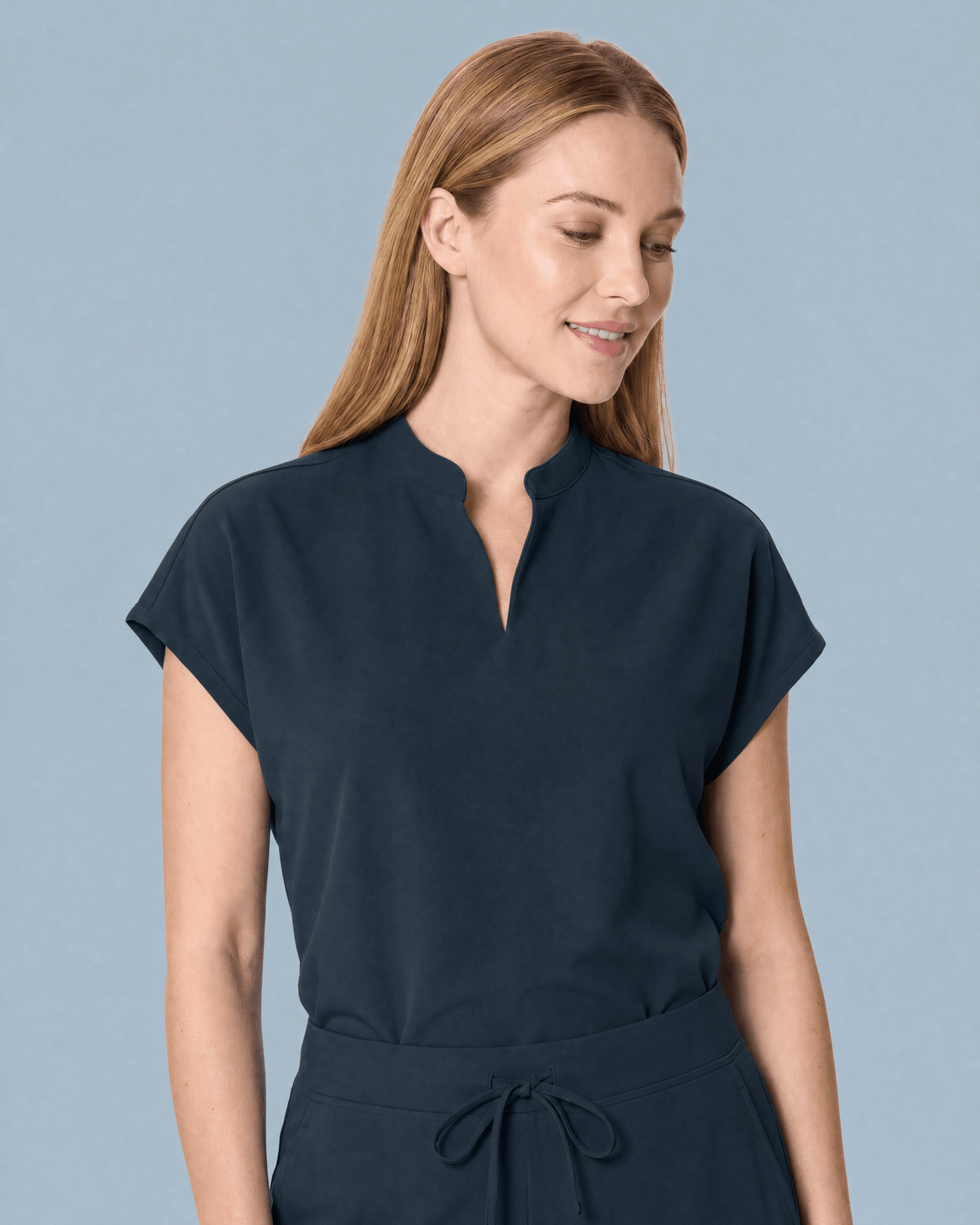 Women's Mandarin Dolman Top Dark Harbor - Scrubloop
