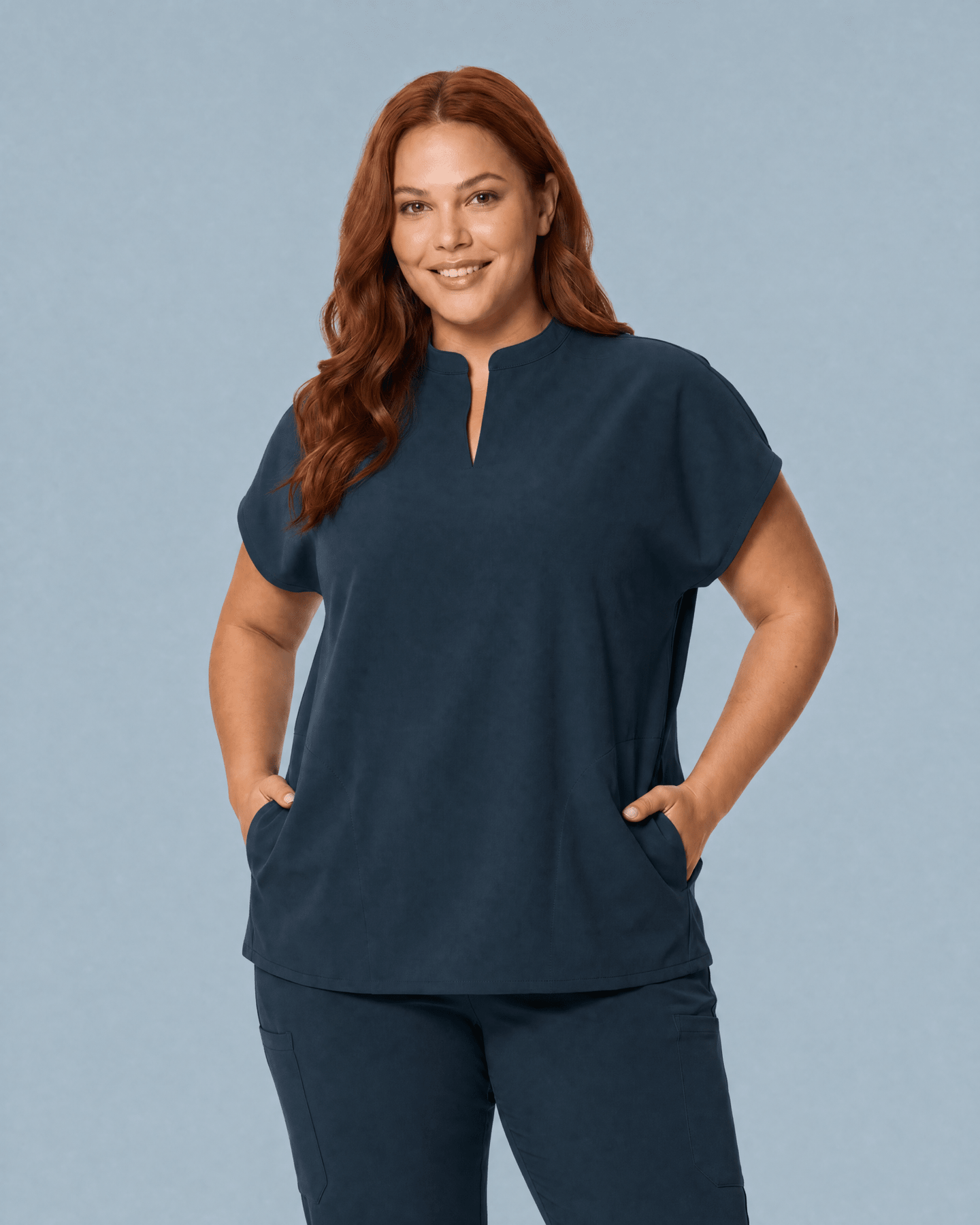 Women's Mandarin Dolman Top Dark Harbor - Scrubloop