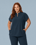 Women's Mandarin Dolman Top Dark Harbor - Scrubloop
