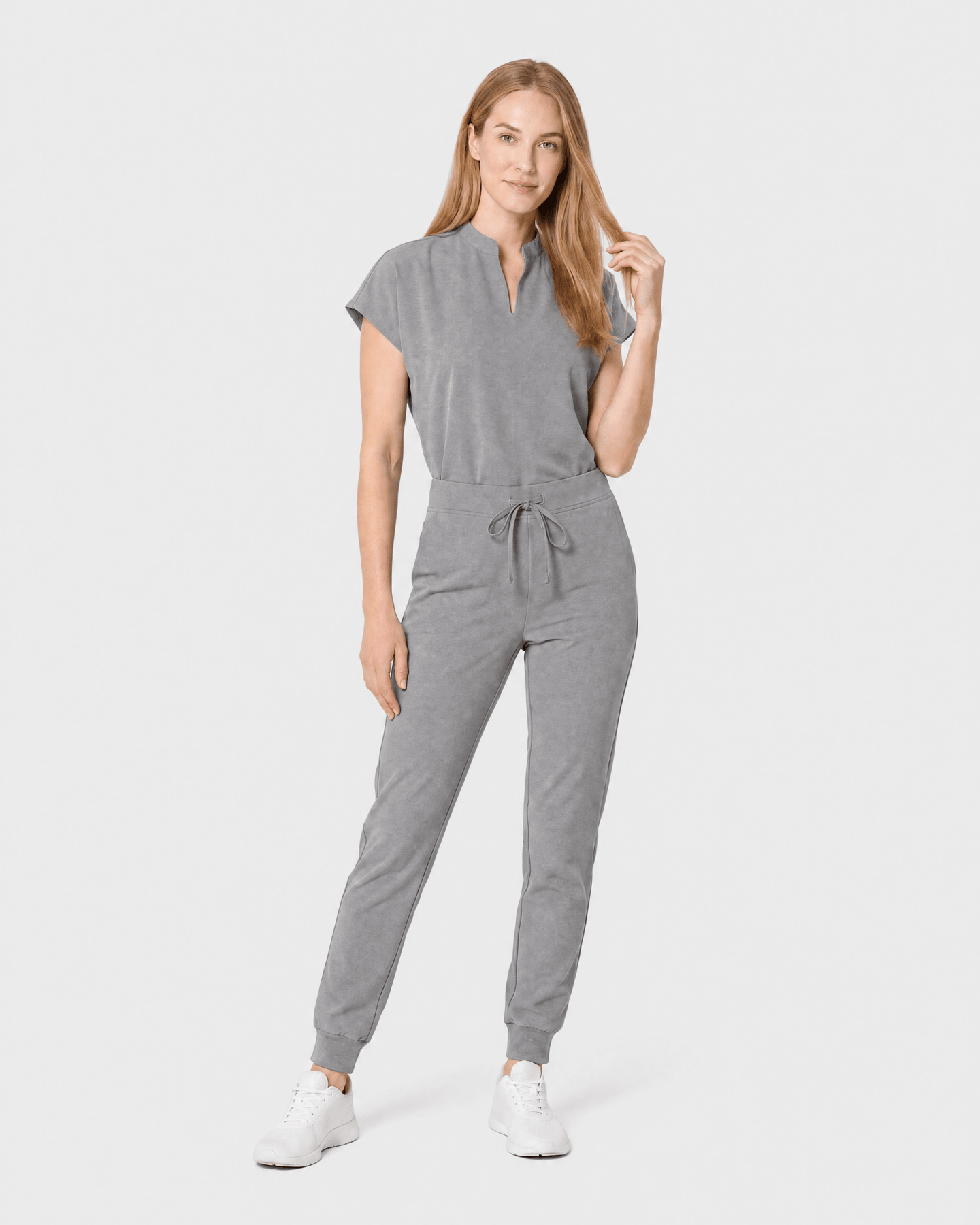 Women's Mandarin Dolman Top Heather Gray - Scrubloop
