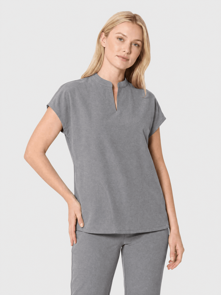 Women's Mandarin Dolman Top Heather Gray