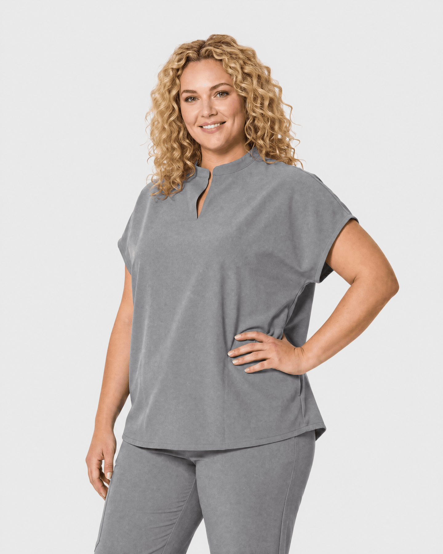 Women's Mandarin Dolman Top Heather Gray - Scrubloop