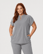 Women's Mandarin Dolman Top Heather Gray - Scrubloop