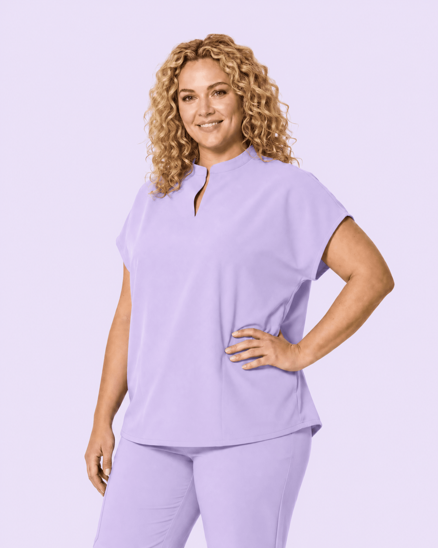Women's Mandarin Dolman Top Lavender - Scrubloop