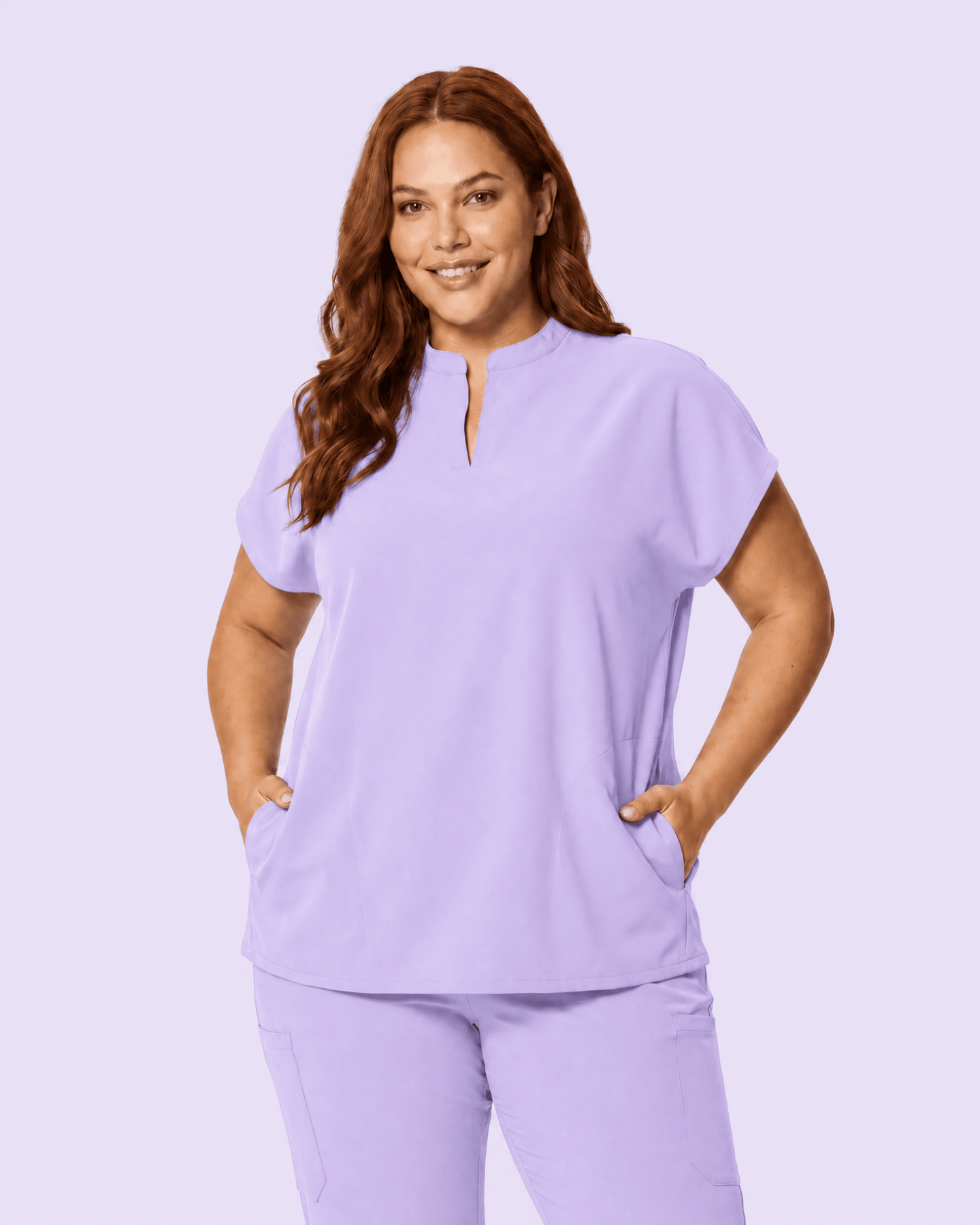Women's Mandarin Dolman Top Lavender - Scrubloop