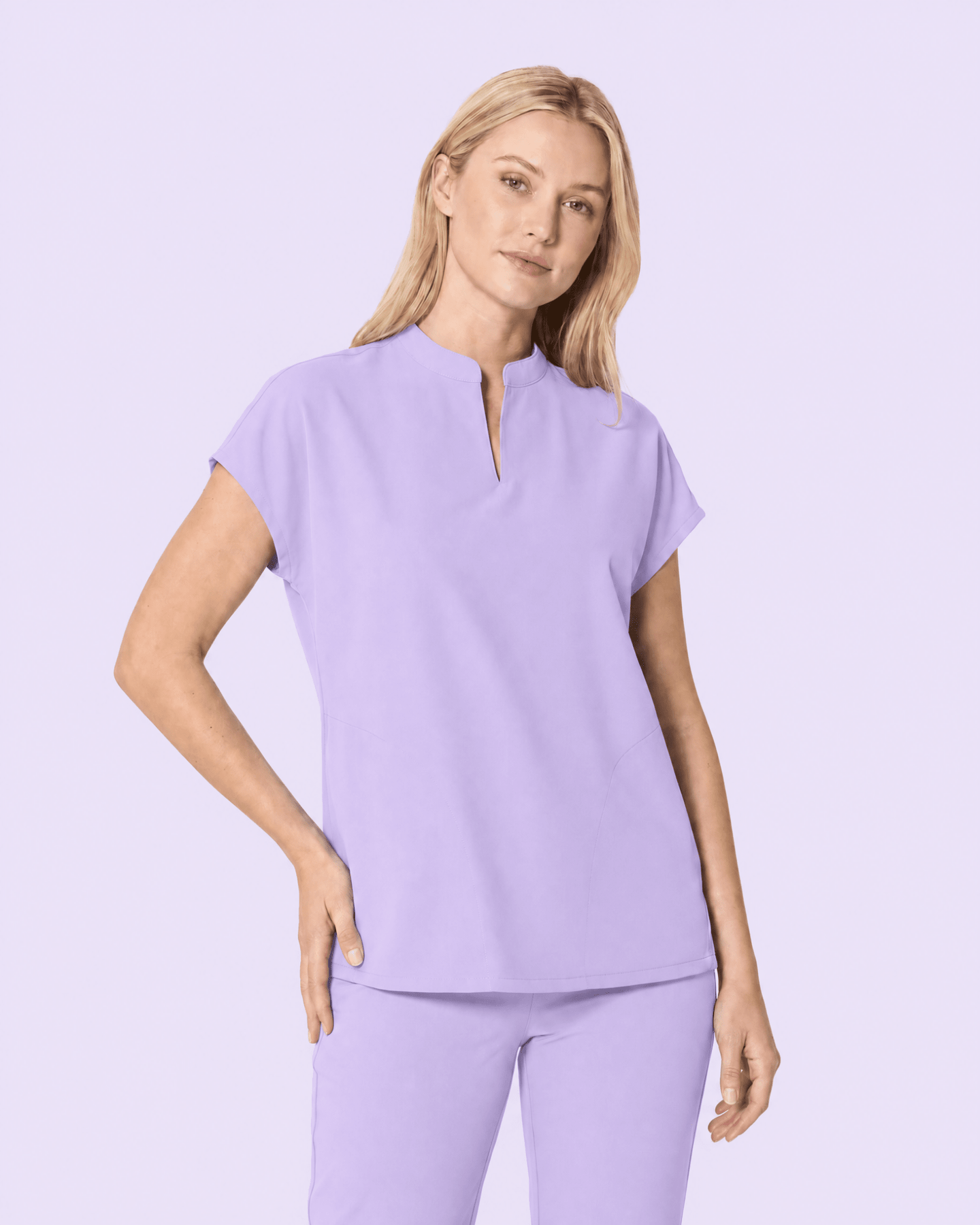 Women's Mandarin Dolman Top Lavender - Scrubloop