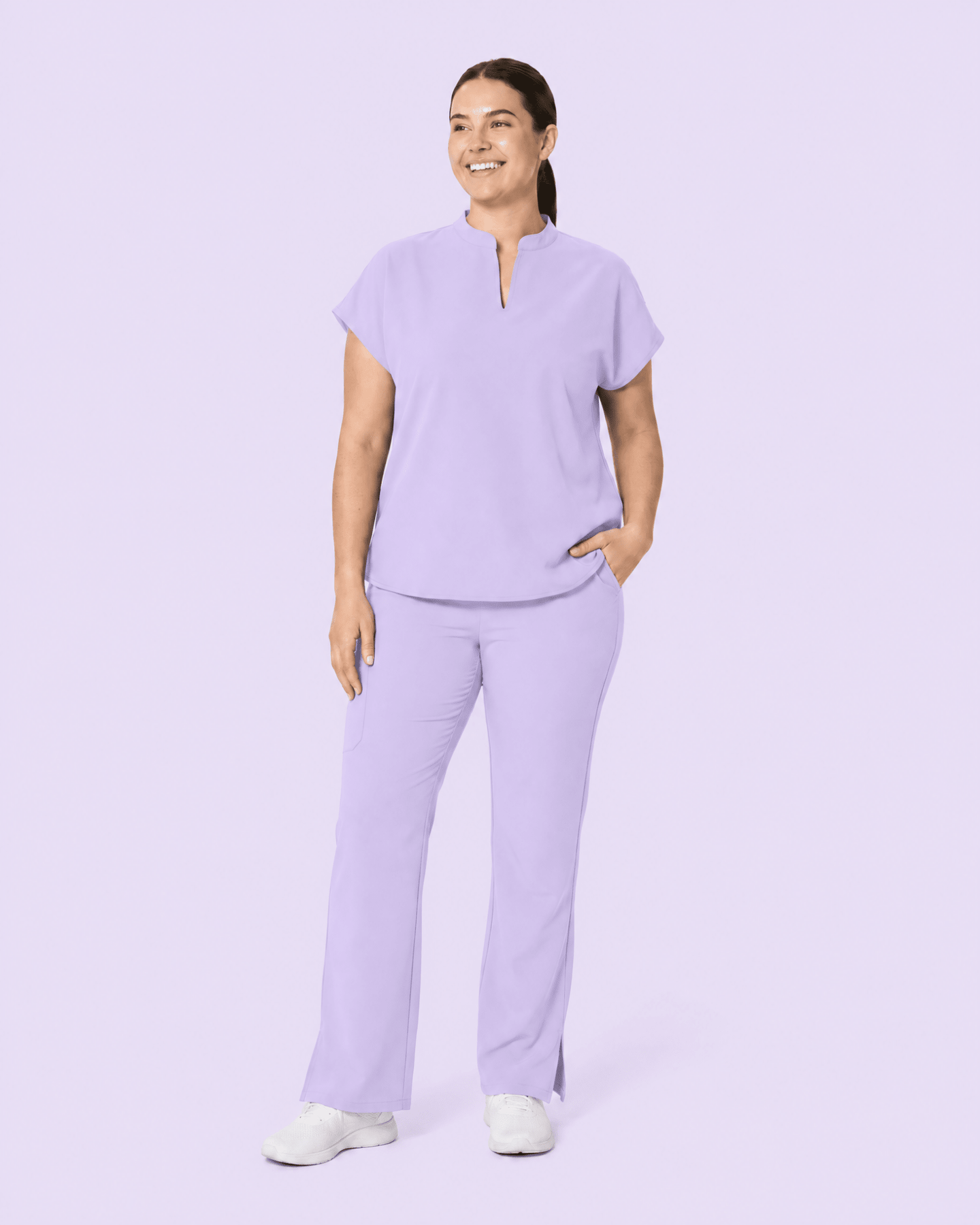 Women's Mandarin Dolman Top Lavender - Scrubloop
