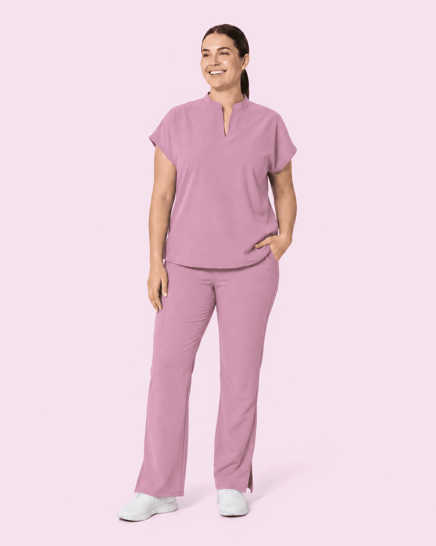 Women's Mandarin Dolman Top Lilac - Scrubloop