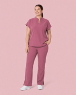 Women's Mandarin Dolman Top Mauve - Scrubloop
