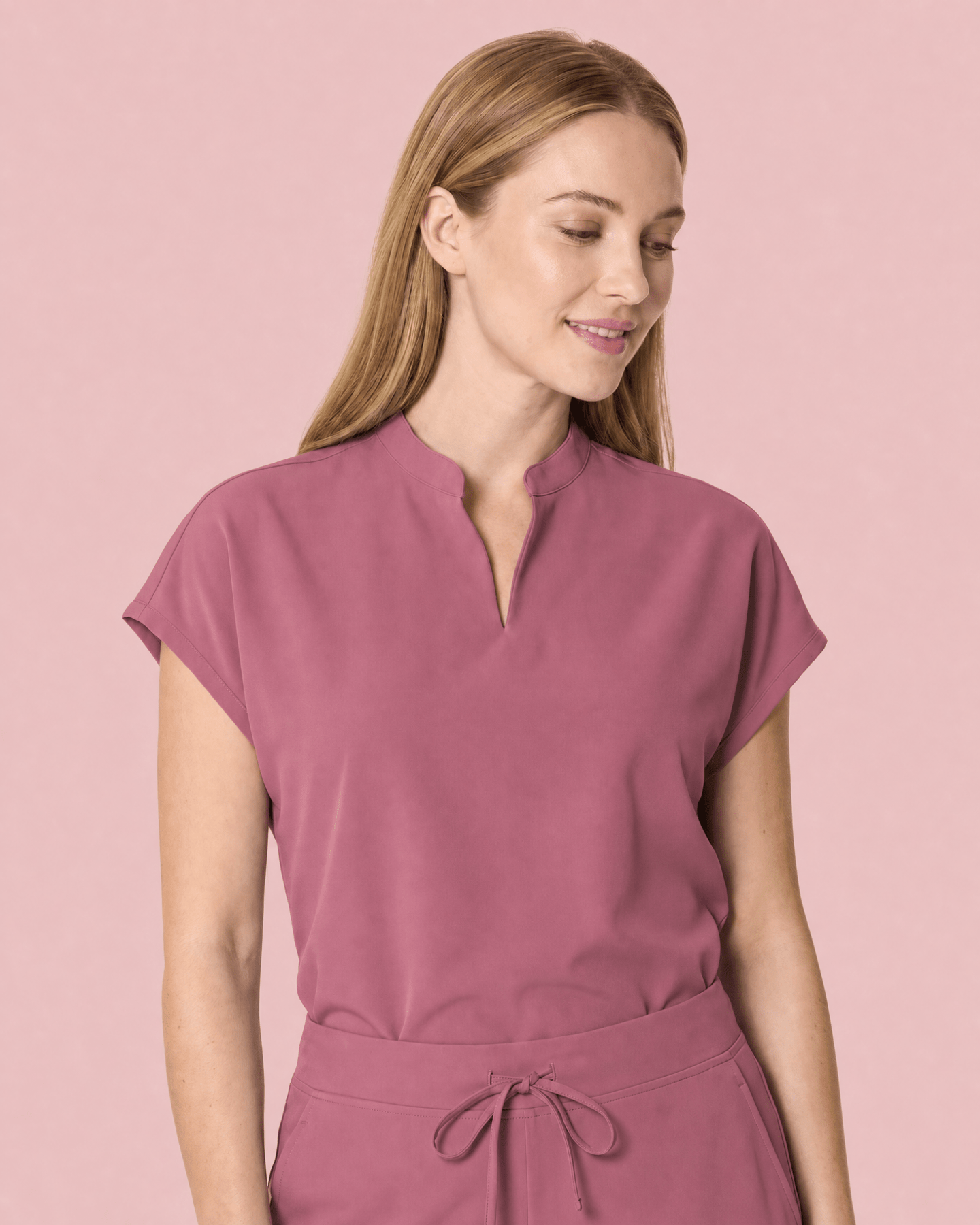 Women's Mandarin Dolman Top Mauve - Scrubloop