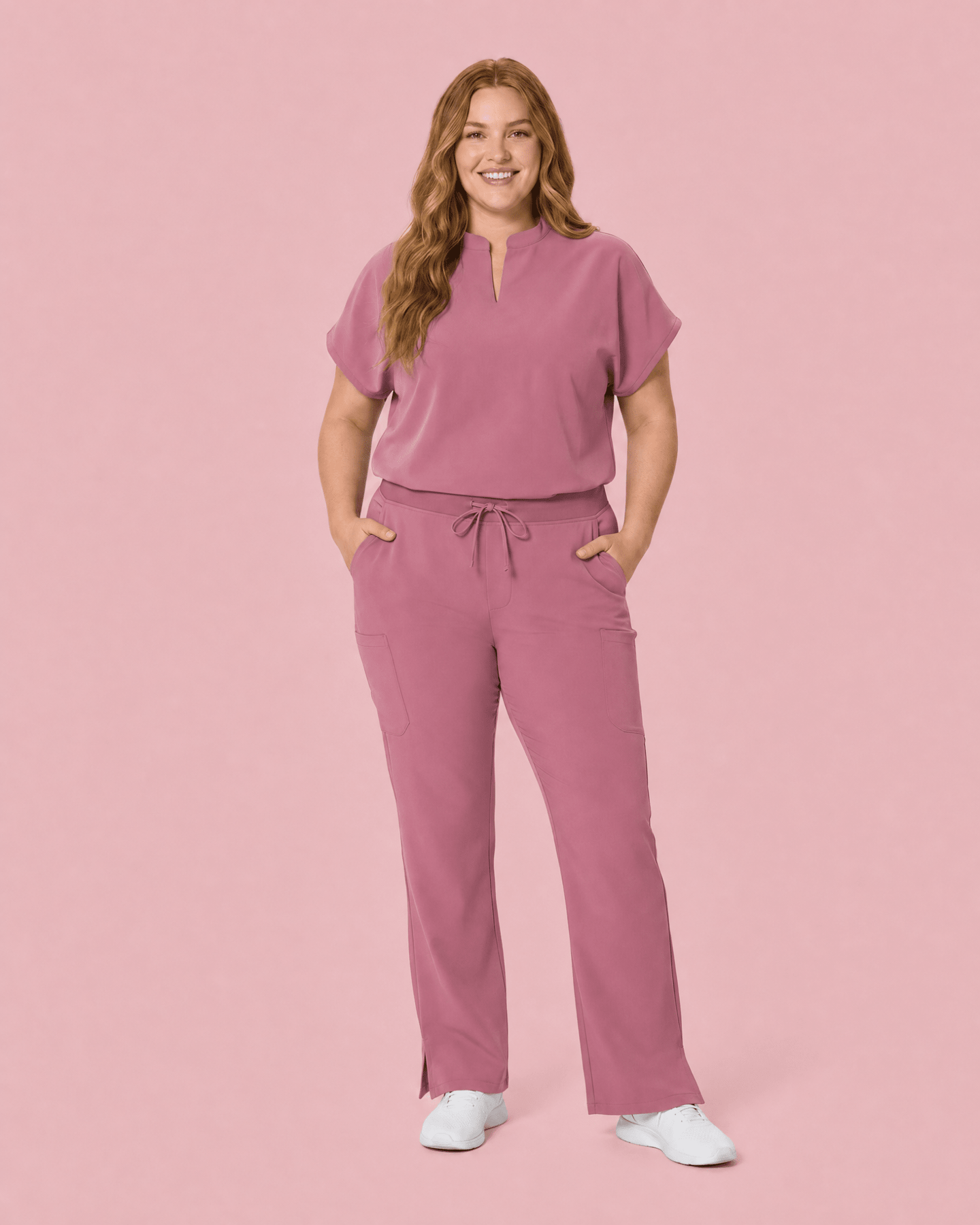 Women's Mandarin Dolman Top Mauve - Scrubloop