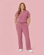 Women's Mandarin Dolman Top Mauve - Scrubloop