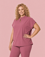 Women's Mandarin Dolman Top Mauve - Scrubloop