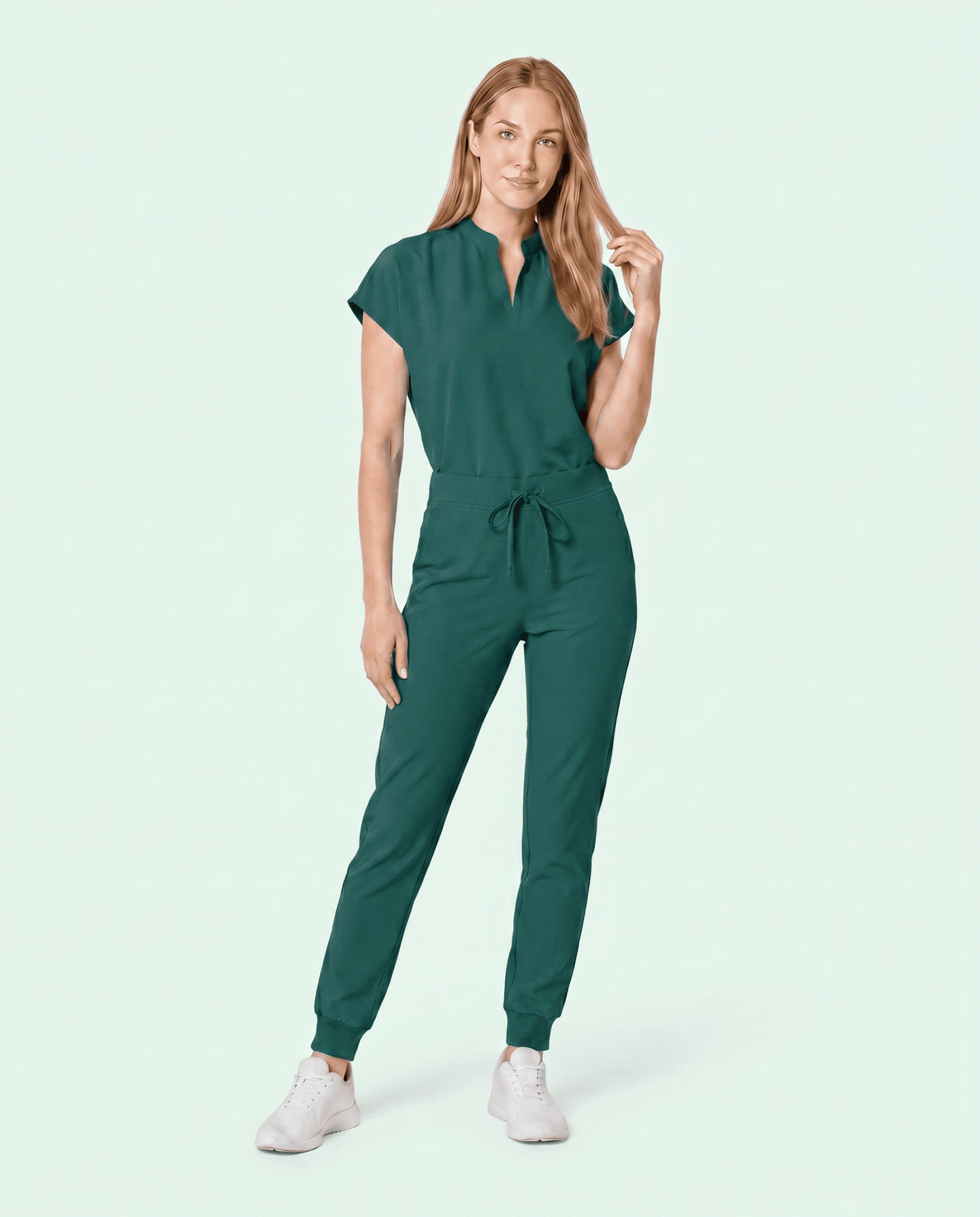 Women's Mandarin Dolman Top Midnight Green - Scrubloop
