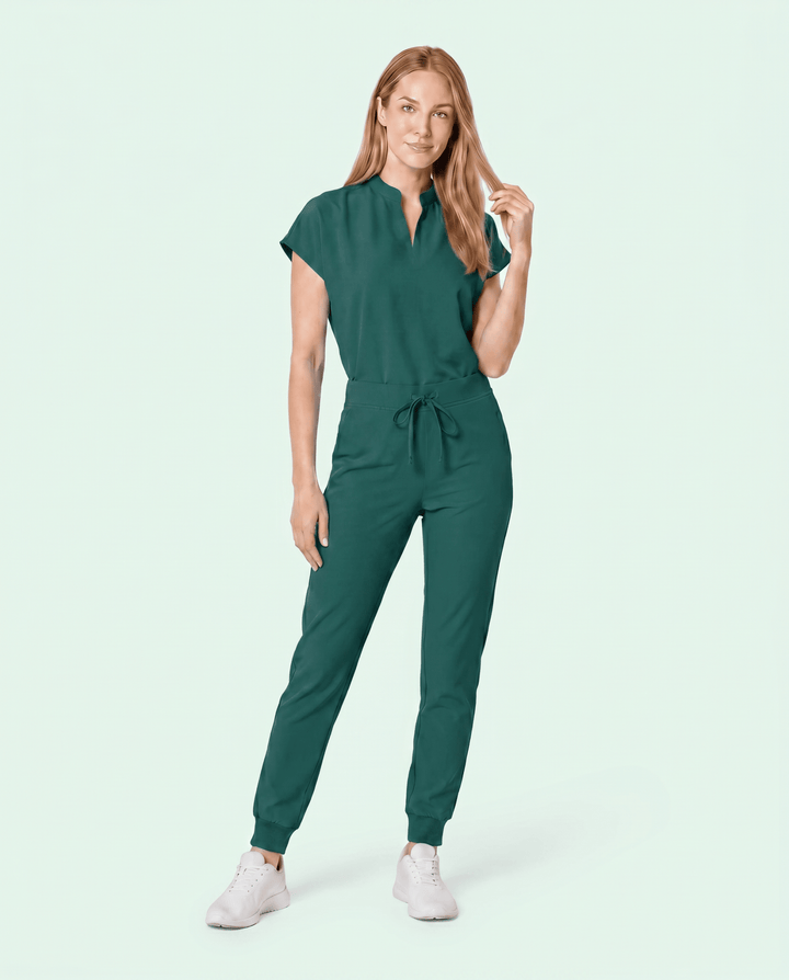 Women's Mandarin Dolman Top Midnight Green