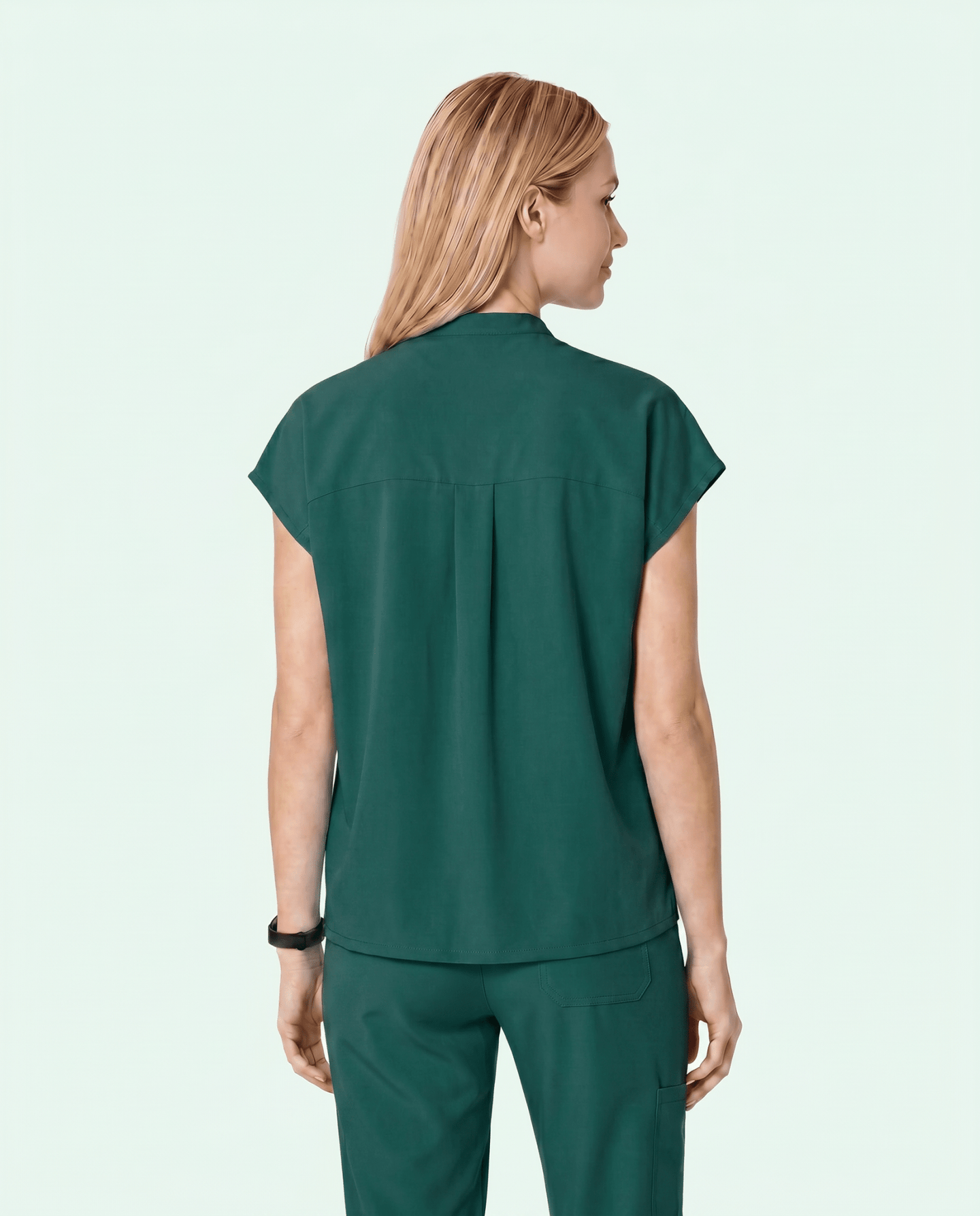 Women's Mandarin Dolman Top Midnight Green - Scrubloop