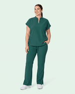 Women's Mandarin Dolman Top Midnight Green - Scrubloop