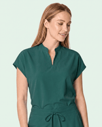Women's Mandarin Dolman Top Midnight Green - Scrubloop