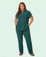 Women's Mandarin Dolman Top Midnight Green - Scrubloop