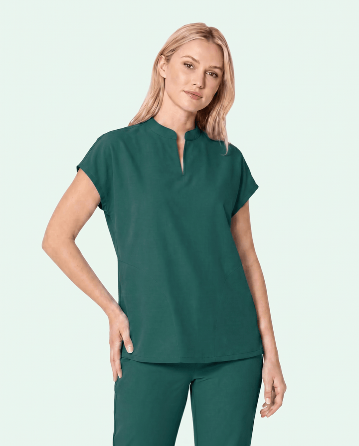 Women's Mandarin Dolman Top Midnight Green