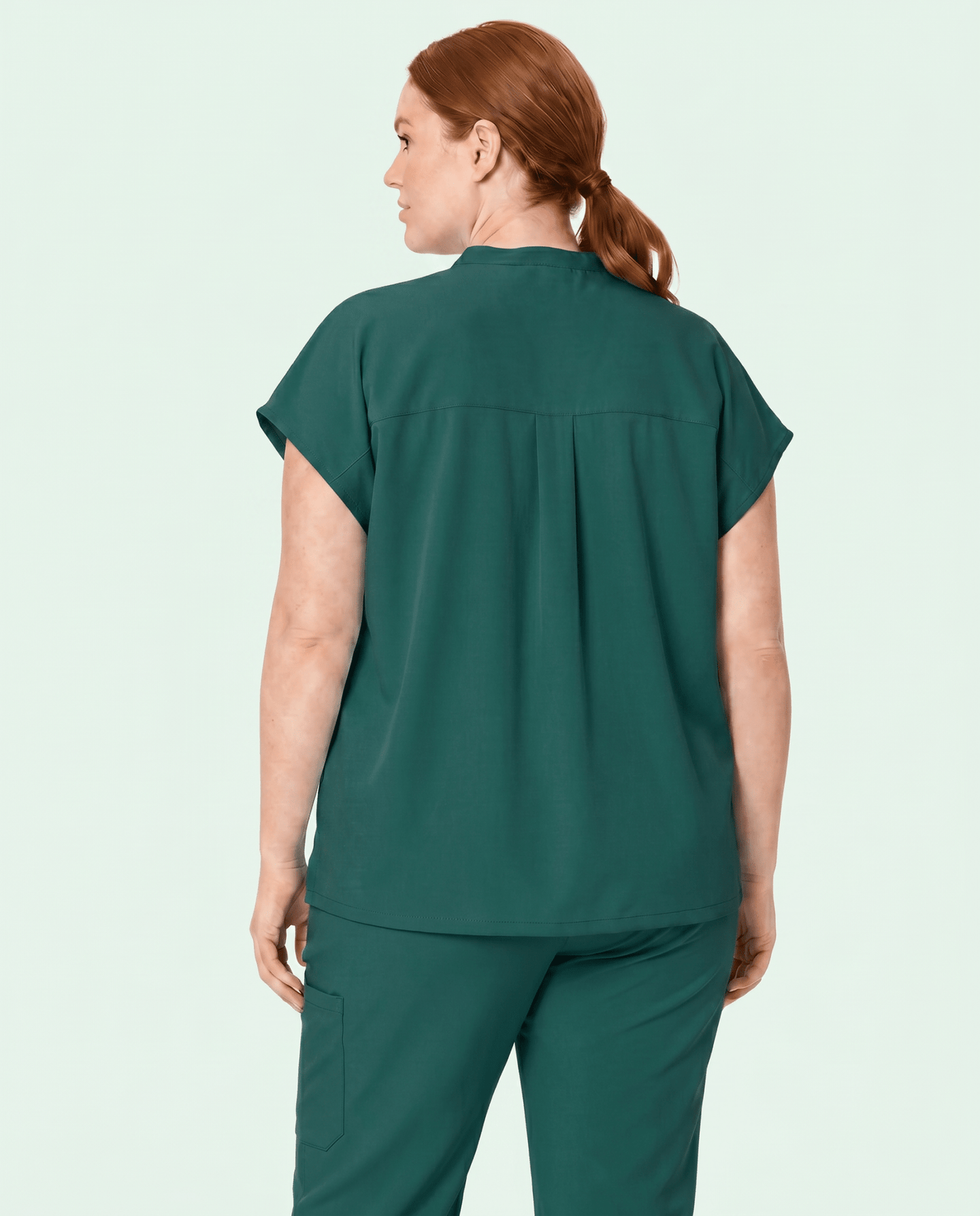 Women's Mandarin Dolman Top Midnight Green - Scrubloop
