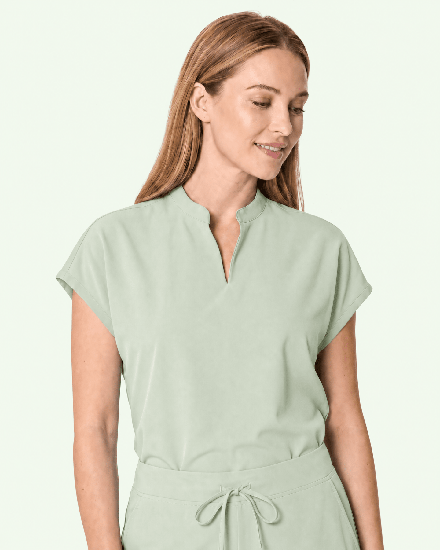 Women's Mandarin Dolman Top Mint - Scrubloop
