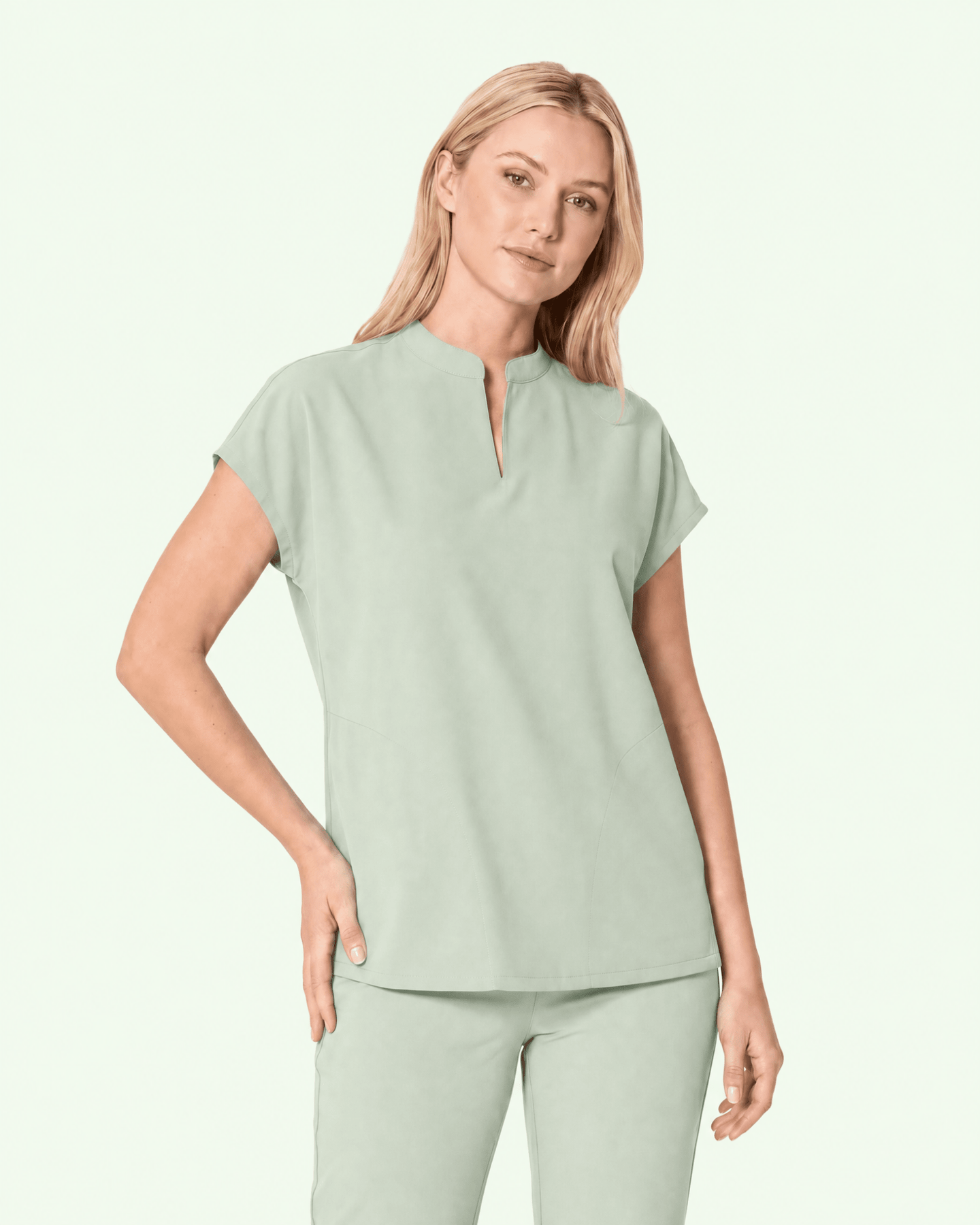 Women's Mandarin Dolman Top Mint - Scrubloop