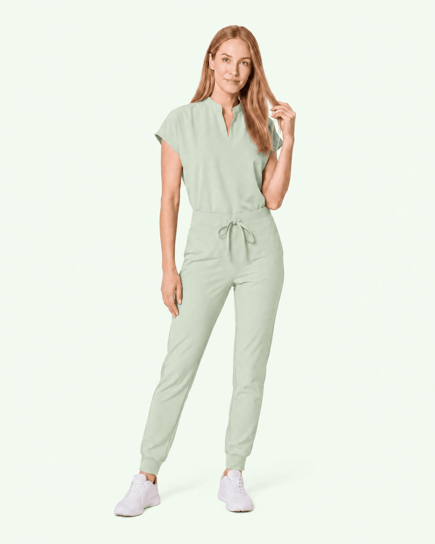 Women's Mandarin Dolman Top Mint - Scrubloop