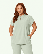 Women's Mandarin Dolman Top Mint - Scrubloop